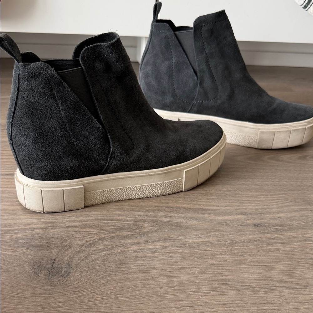 Grey Suede Women's Ankle Heeled Sneakers